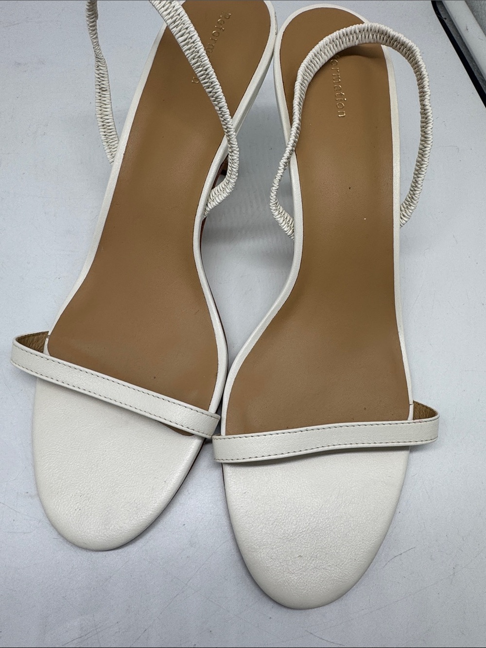 Reformation White Sling Back Heels Size 10 - Picture 10 of 16
